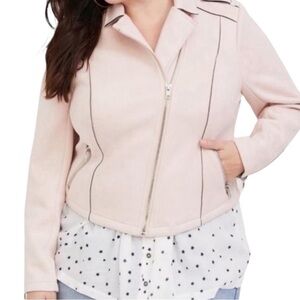 Torrid Suede Moto Jacket Pale Blush  SZ 4